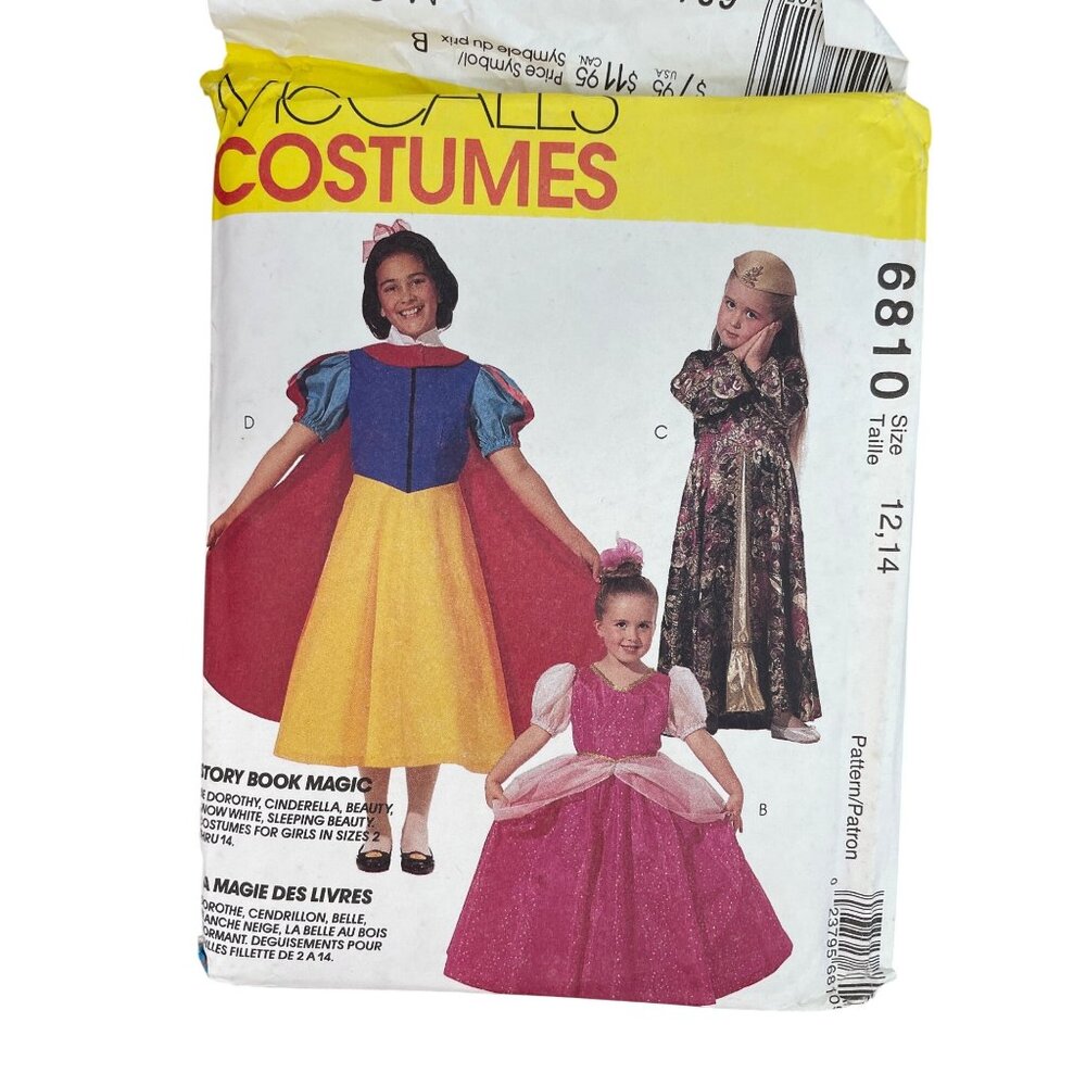 McCall 6810 Storybook Costume Pattern Snow White Cinderella Size 12,14 UNCUT